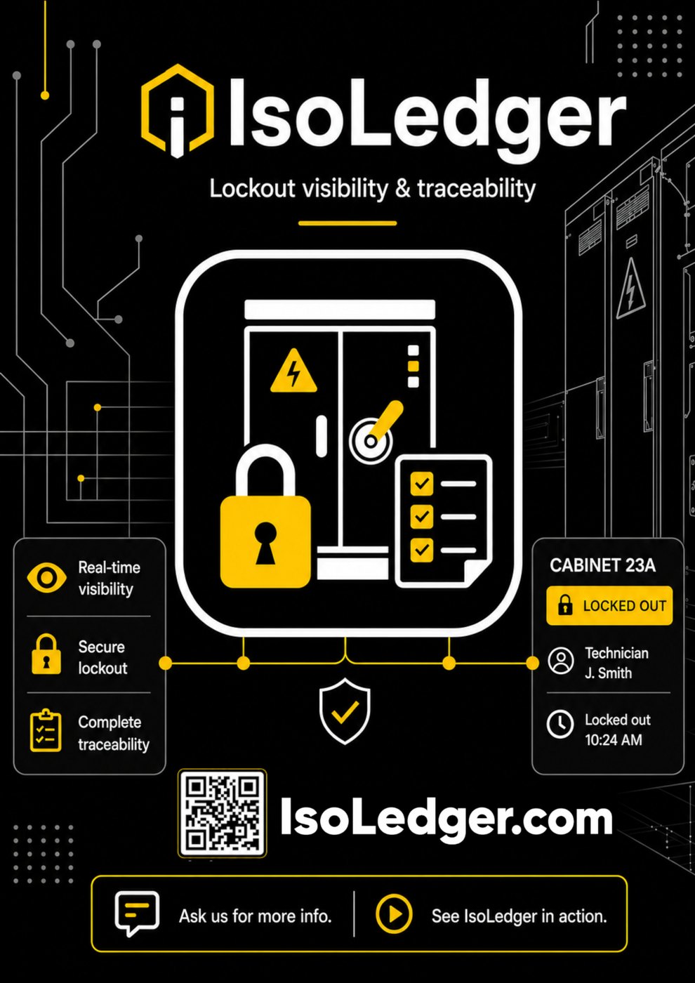 IsoLedger overzicht: lockout visibility en traceability